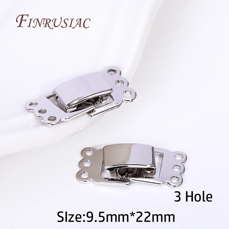 Rhodium Plated 2/3 Row Lock Clasp – DIY Bracelet Necklace Findings Jewelry Clasp Connector P3 Rhodium Plated 3 Pieces