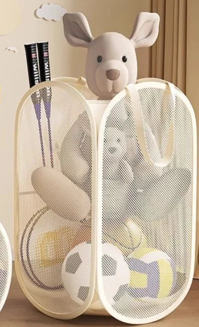Large Foldable Storage Basket with Handles & Side Pocket Storage Basket P3 Vertical