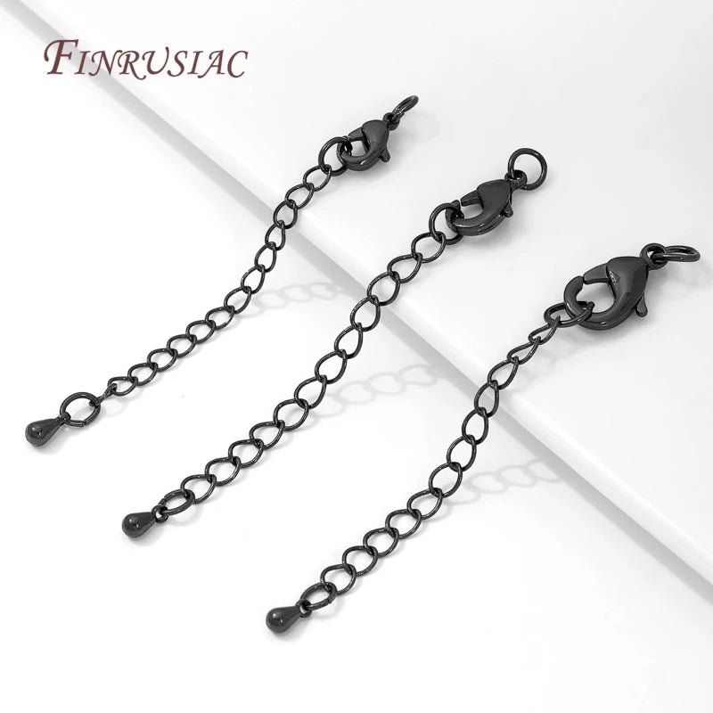 Black Brass Extension Chains with Lobster Clasps | Jewelry Making Jewelry Findings P3