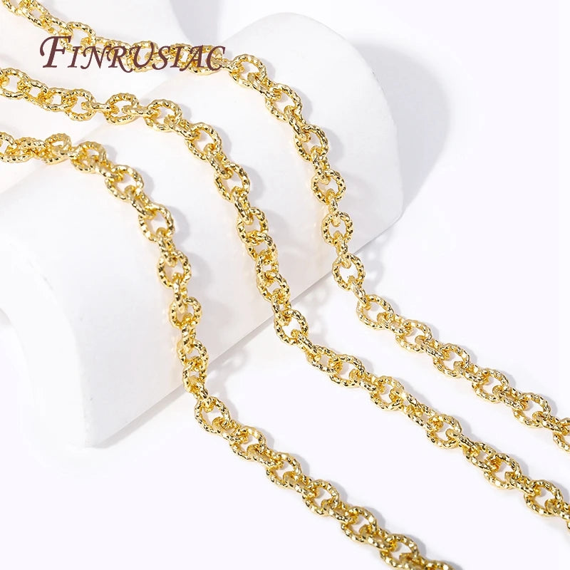 18K Gold Plated Textured Cable O-Chain 4.7x6mm Spool | DIY Jewelry Jewelry Making Chain P3