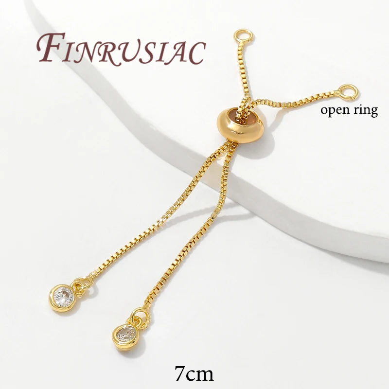18K Gold Plated 7cm Box Chain Bracelet Extender with Silicone Bead Jewelry Extension Chain P3 18K Real Gold Plated 3 pieces