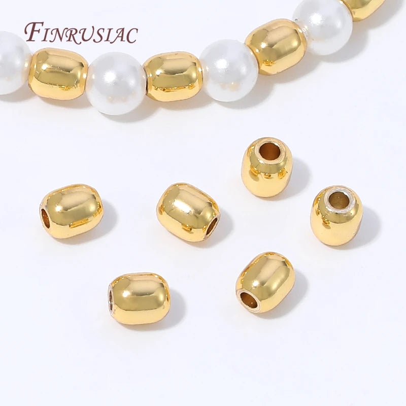 18K Gold Plated Oval Spacer Beads | DIY Jewelry Making 10/20/30Pcs Jewelry Spacer Beads P3