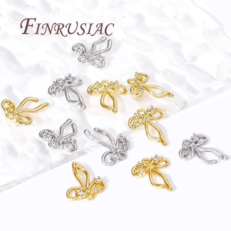 18K Gold Plated Zircon Bow Pendant Charms | DIY Jewelry Findings Jewelry Pendant Charms P3