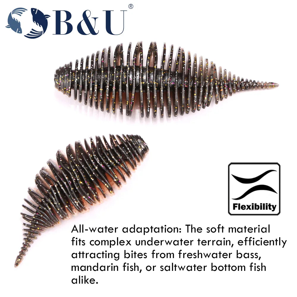 B&U SPARKLY 07 Soft Worm Bass Lure | Swimbait 2 Pack Soft Fishing Lure P3