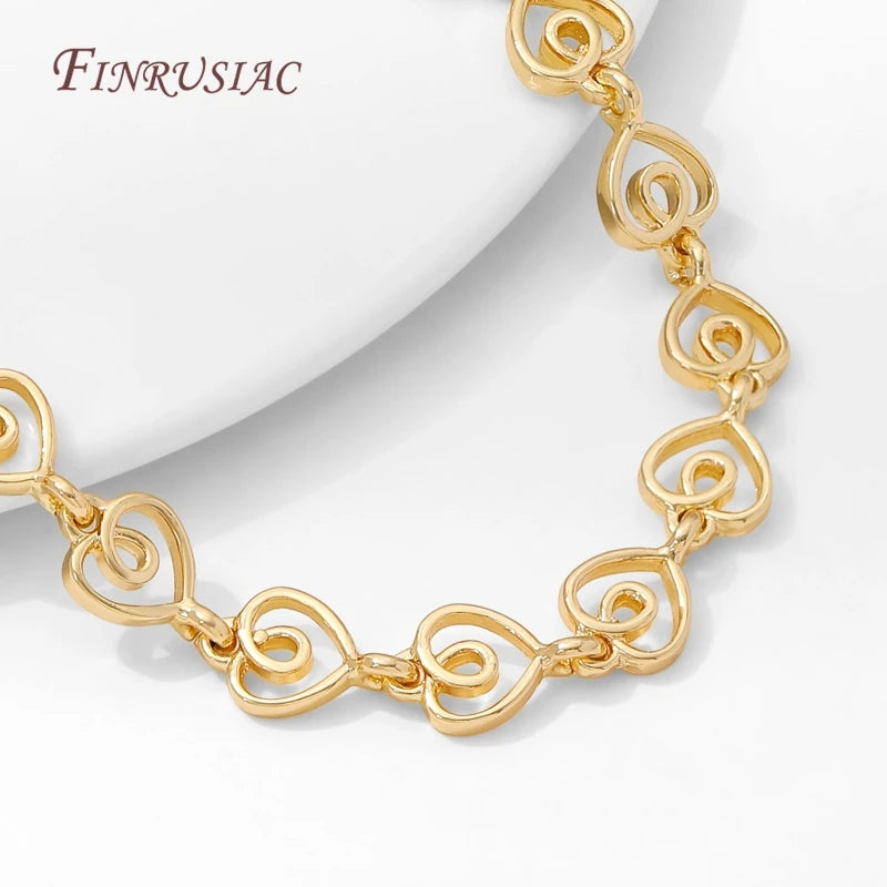 14K Gold Plated Hollow Swirl Heart Link Chain – 1M DIY Spool Jewelry Making Chain P3