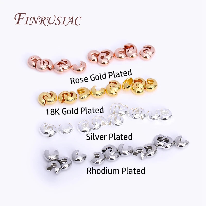 18K Gold Plated Crimp Bead Covers 3mm 4mm | DIY Jewelry Findings Jewelry Findings P3