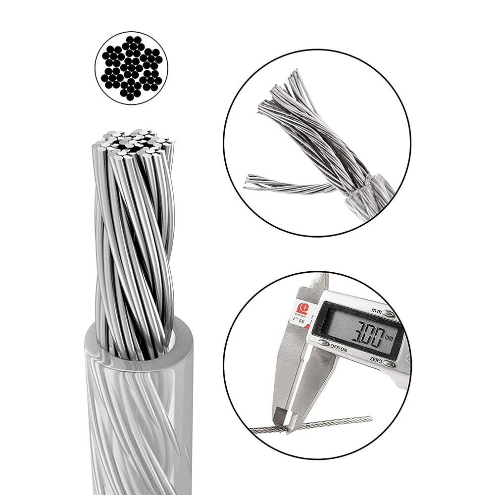 Sun Shade Sail Hardware Kit – 15M 3mm Stainless Wire Rope Shade Sail Hardware Kit P3