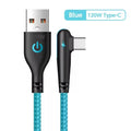 120W USB-C 90° Elbow Fast Charging Cable | Braided Nylon USB-C Charging Cable P3 BL 2m