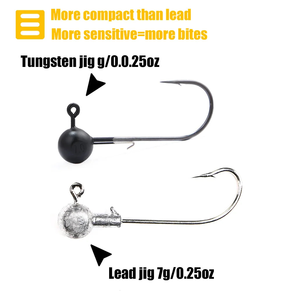 B&U Tungsten Jig Head Hooks 3/0 4/0 – Barbed Bass & Pike Tackle Jig Head Hooks P3