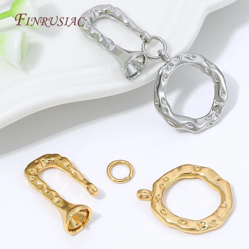 18K Gold Plated Hammered OT Toggle Clasp – DIY Jewelry Finding Jewelry Toggle Clasp P3