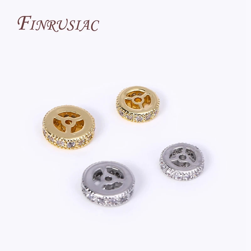 18K Gold Plated Zircon Wheel Spacer Beads – 2 Sizes DIY Jewelry Jewelry Spacer Beads P3
