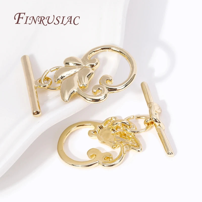 18K Gold Plated Leaf Toggle Clasps – DIY Bracelet & Necklace Jewelry Toggle Clasp P3