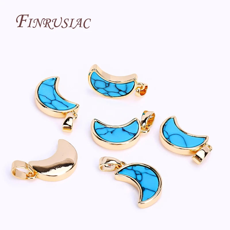 18K Gold Plated Turquoise Geometry Pendant Charms | DIY Necklace Pendant Charm P3