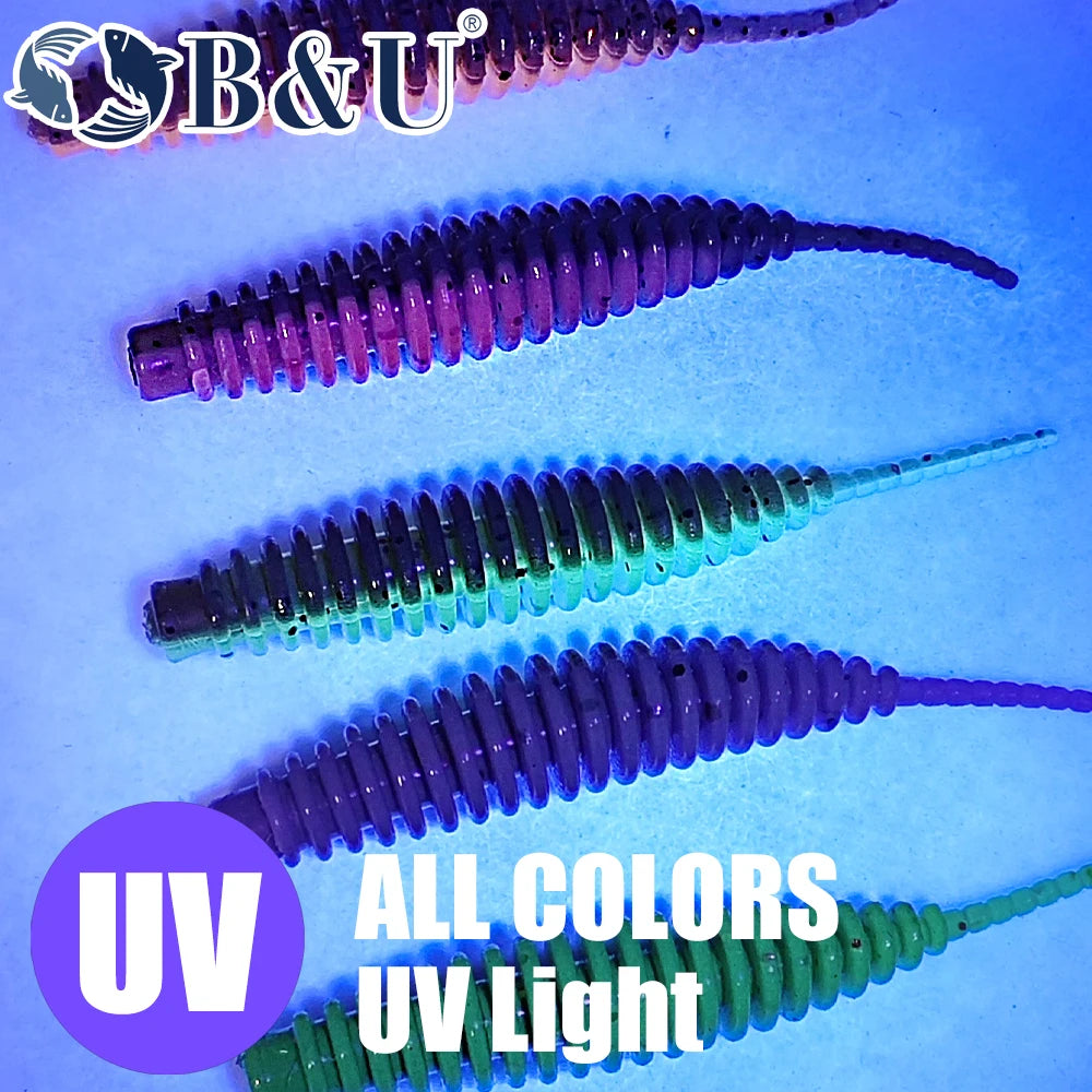B&U 39mm 51mm Floating Worm Soft Bait – Bass Carp Lure Soft Fishing Lure P3