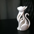 3D Printed Sitting Cat Sculpture | Minimalist Home Decor Gift Decorative Sculpture P3 White