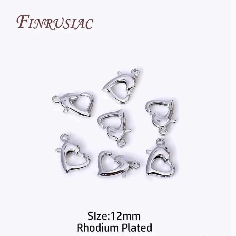 18K Gold Plated Heart Lobster Clasps – 10mm/12mm Jewelry Findings Jewelry Clasps P3 Rhodium Plated 20 Pieces