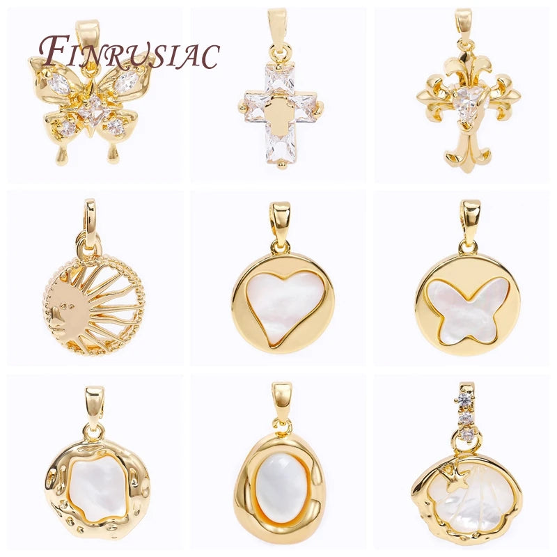 18K Gold Plated Zircon Shell Star Pendant Charm | DIY Jewelry Jewelry Pendant Charm P3