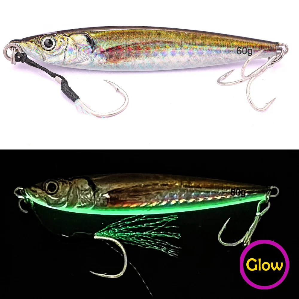 B&U UV Metal Jig Saltwater Shore Jigging Lure 30g 40g 60g Metal Jigging Lure P3 brown 1pc-40g