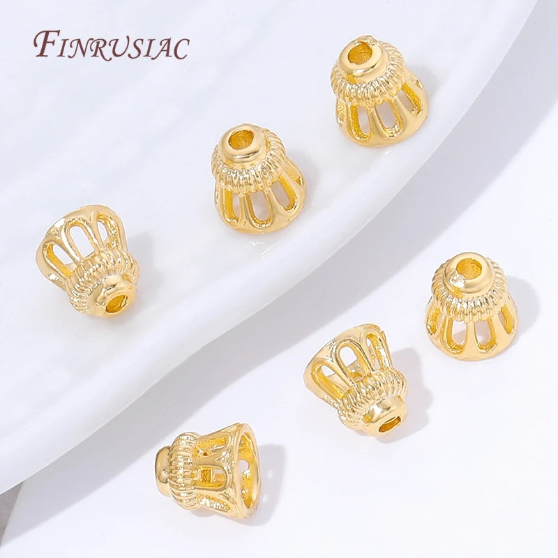 18K Gold Plated Filigree Crown Cone Bead Caps | DIY Jewelry Jewelry Bead Caps P3