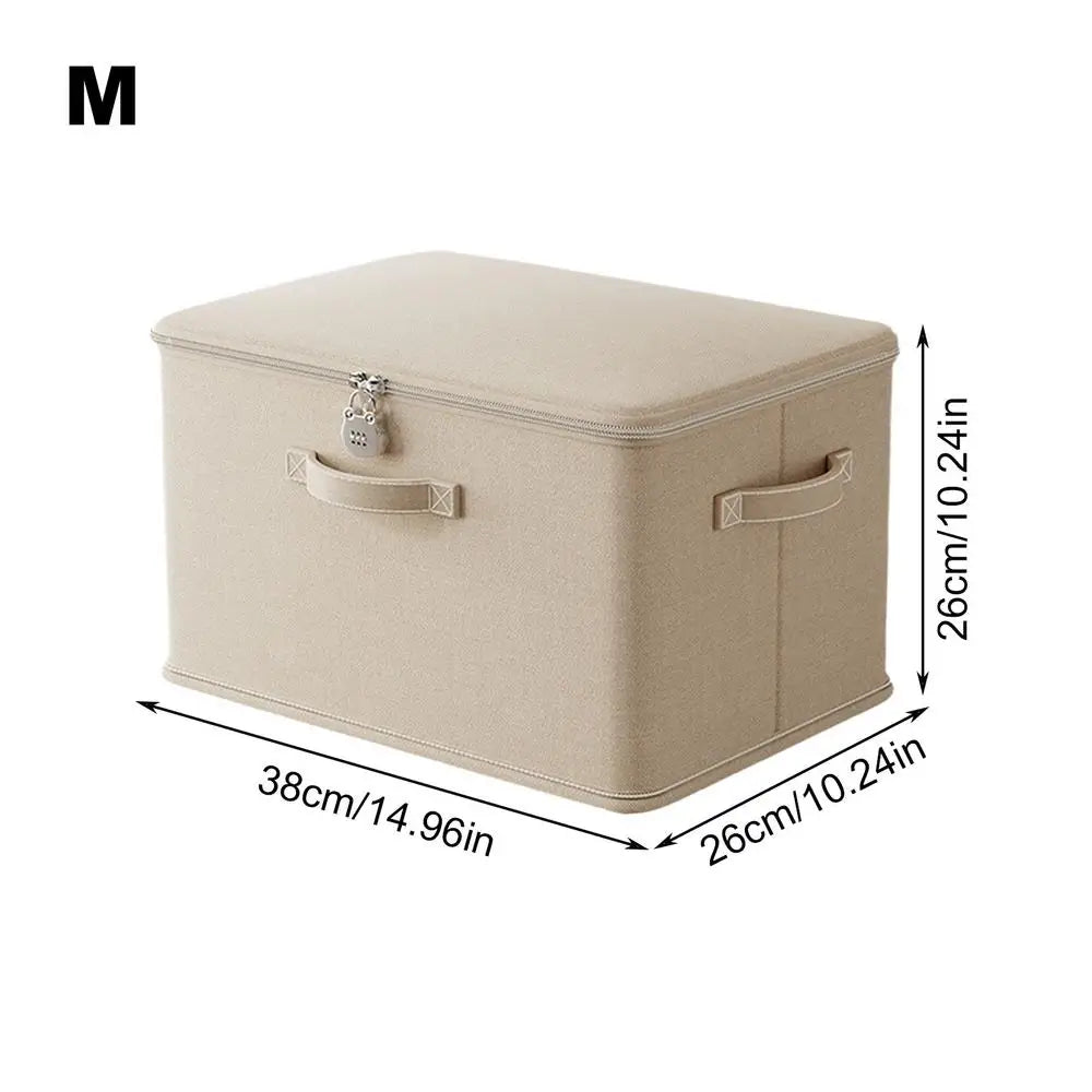 Lockable Storage Box with Handle – Stackable Organizer Bin Lockable Storage Bin P3 M Beige