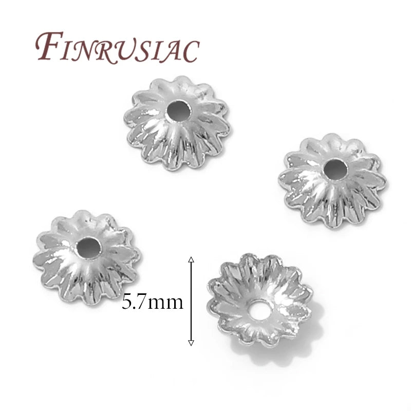 18K Gold Plated Flower Bead Caps 5.7mm – 50/100 Pcs DIY Jewelry Jewelry Bead Caps P3 Rhodium Plated 50 pcs