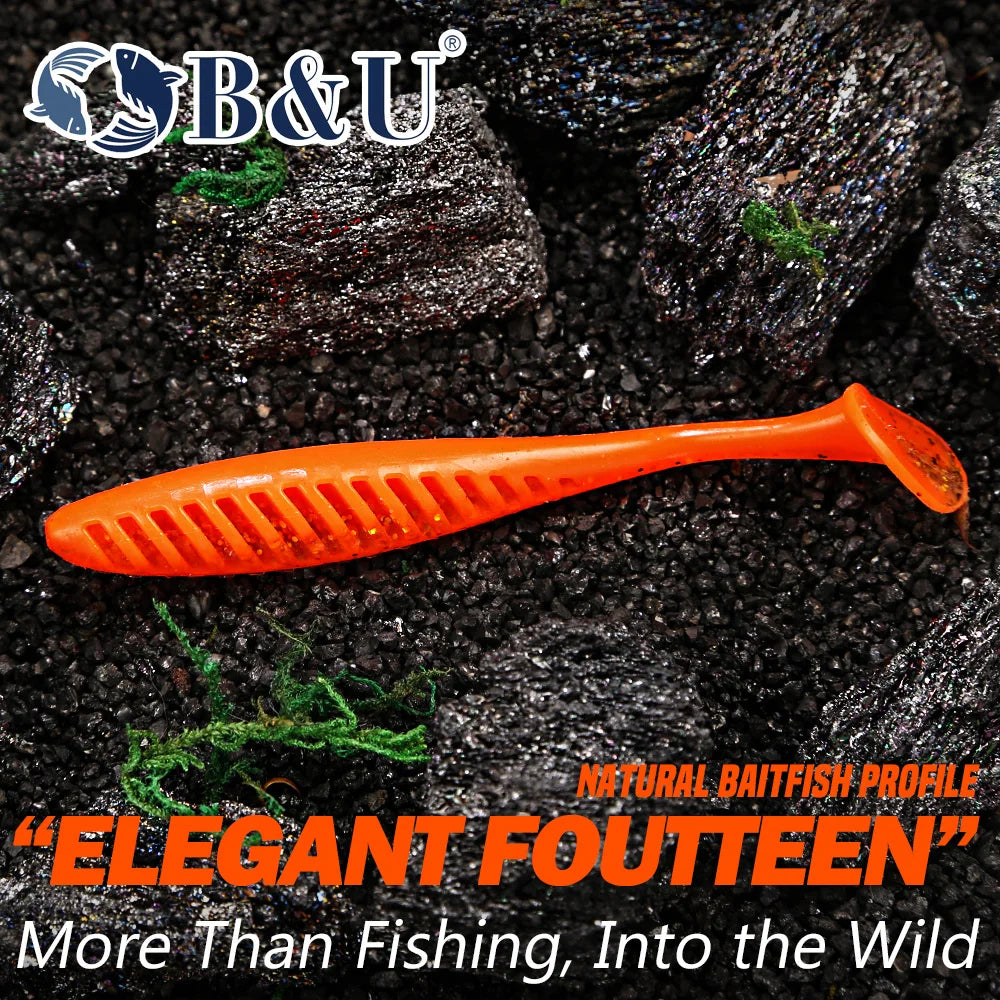 B&U Paddle Tail Swimbait – Shrimp Scent Ribbed Shad Bass Lure Soft Plastic Swimbait P3