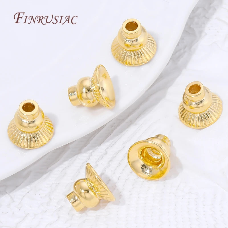 18K Gold Plated Bell Tassel End Caps | Brass Bead Findings Jewelry Bead Cap Findings P3