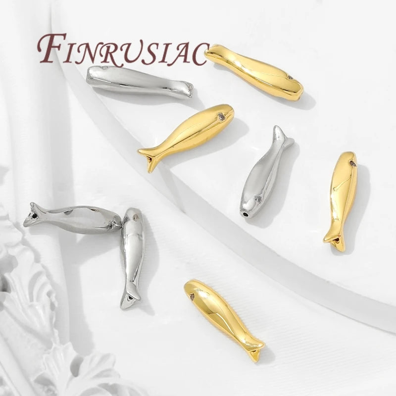15.3mm Fish Shape Beads 18K Gold Plated DIY Jewelry Findings DIY Jewelry Beads P3