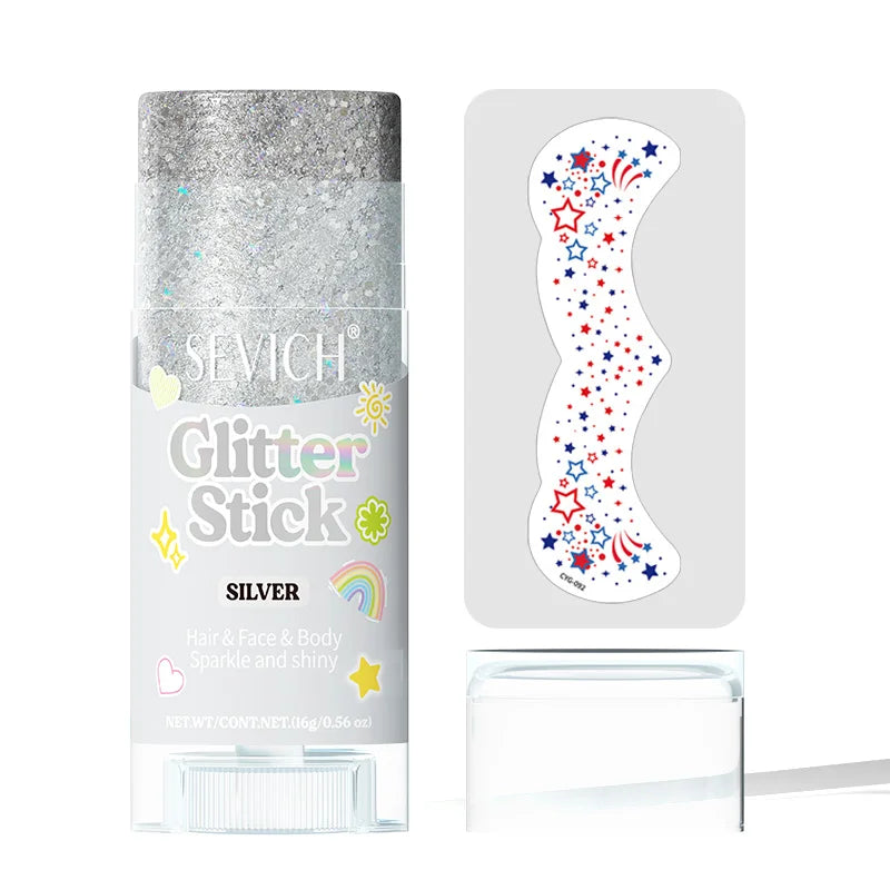 Body Glitter Stick – Festival Face, Hair & Lip Shimmer | 16g Body Glitter Stick P3 Silver B 16g