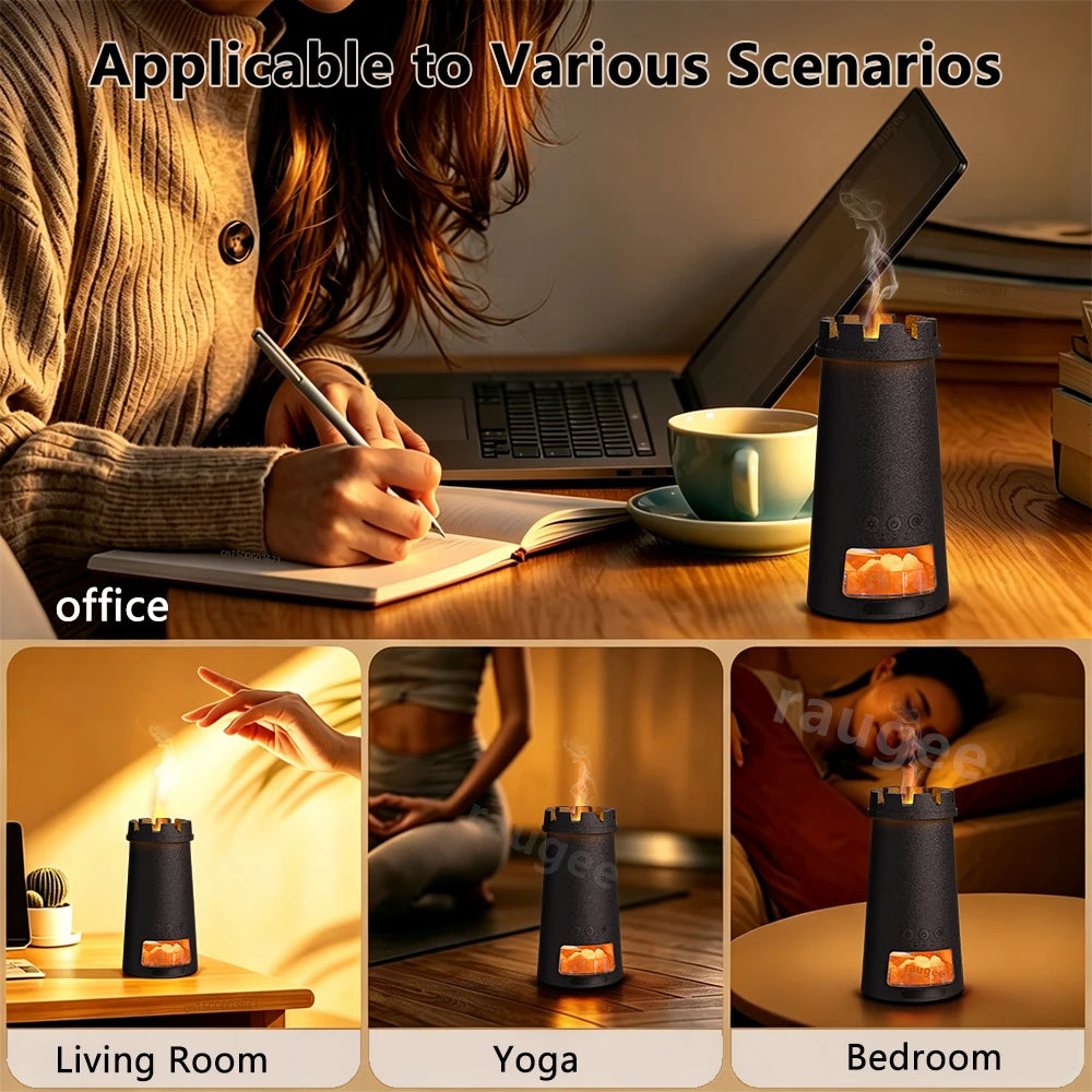 Raugee 5-in-1 Flame Essential Oil Diffuser & Salt Lamp Aromatherapy Diffuser P3