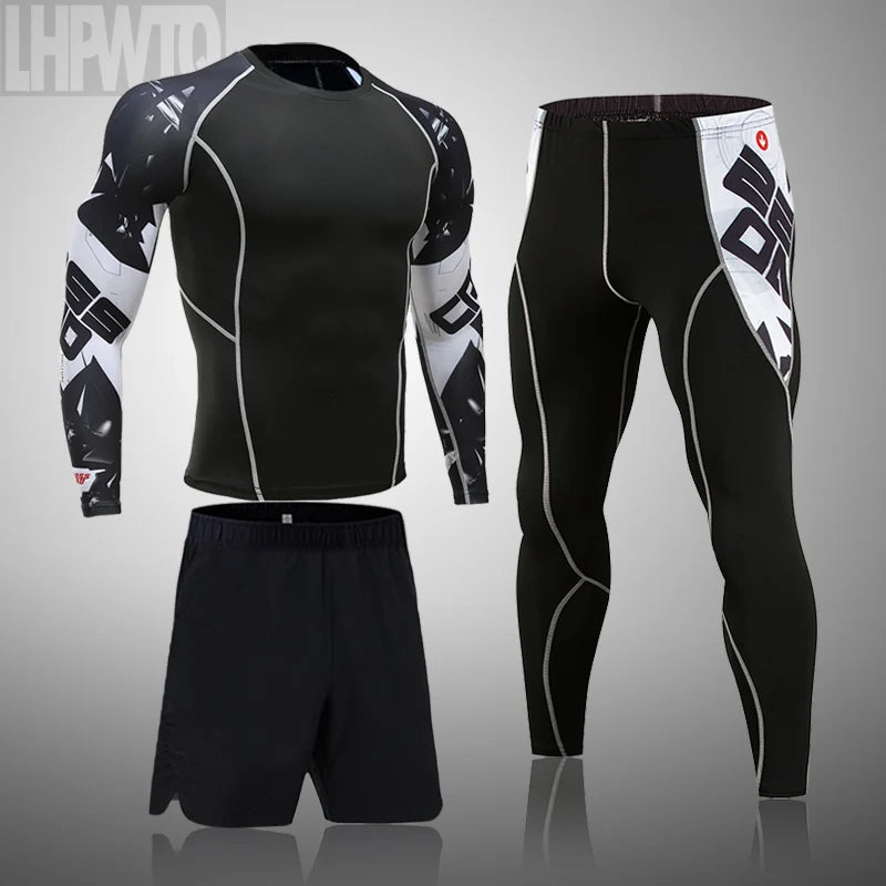 Men's Thermal Compression Sportswear Set – Long Johns & Leggings Compression Sportswear Set P3 3-piece set S