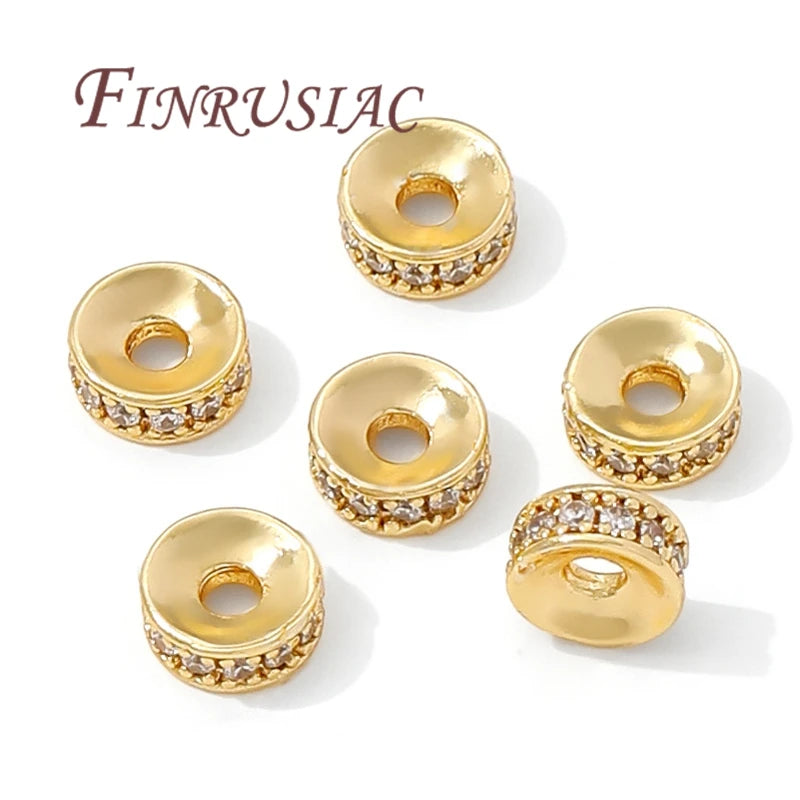 18K Gold Plated Rhinestone Spacer Beads 6mm 8mm | DIY Jewelry Rhinestone Spacer Beads P3