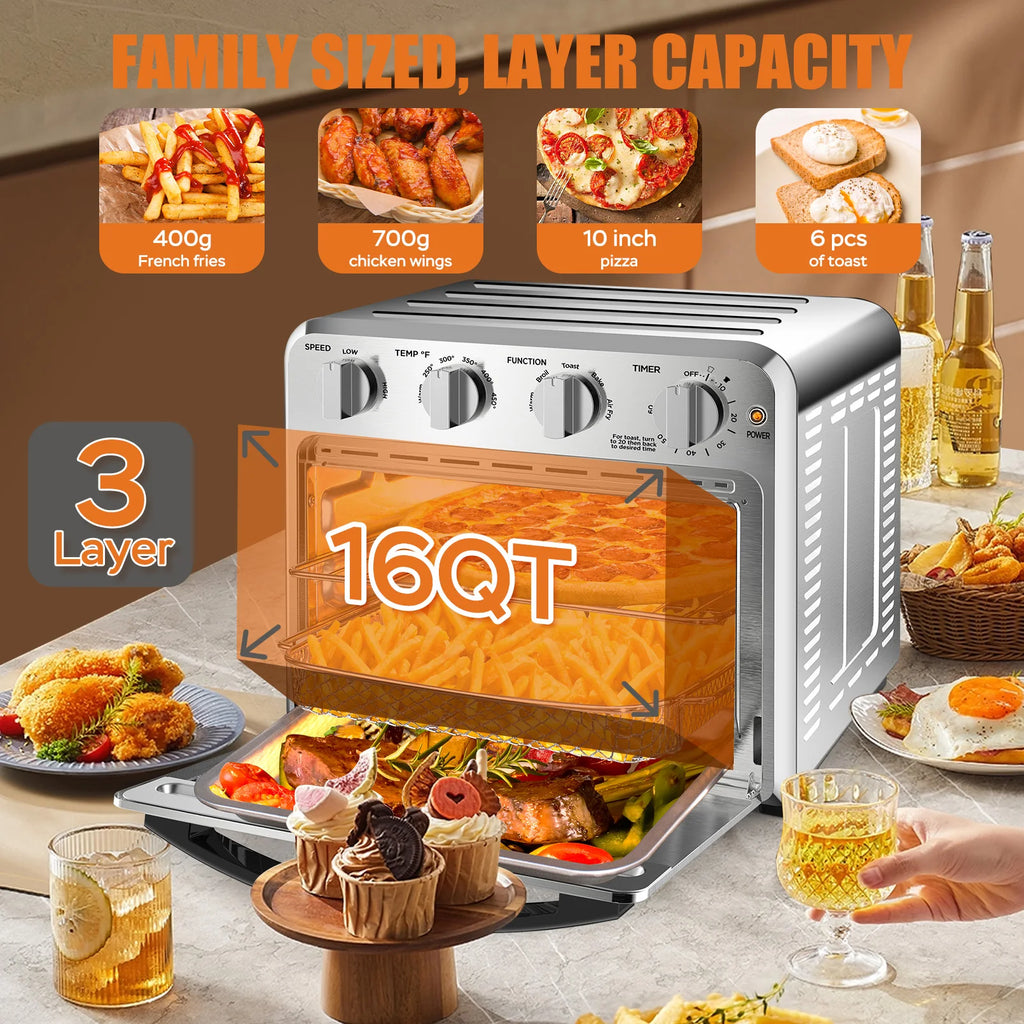 Geek Chef 26QT Air Fryer Toaster Oven Combo – 6 Slice, 7 Modes Air Fryer Toaster Oven P3