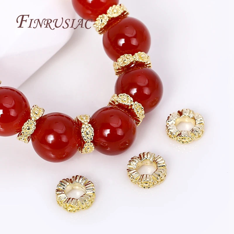 18K Gold Plated Lace Flat Spacer Beads | Brass DIY Jewelry Jewelry Spacer Beads P3