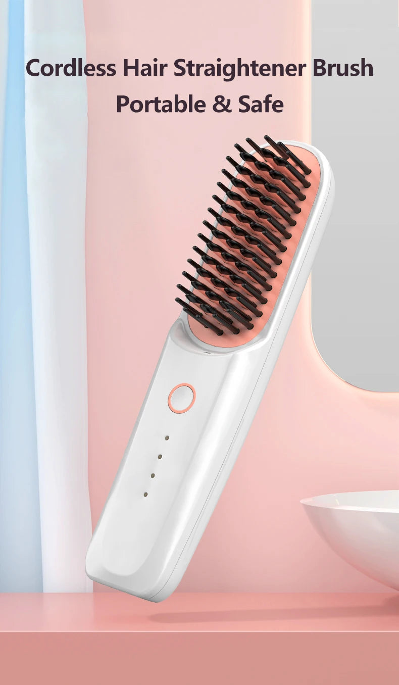 Wireless Ionic Hair Straightener Brush – USB Rechargeable Comb Hair Straightener Brush P3