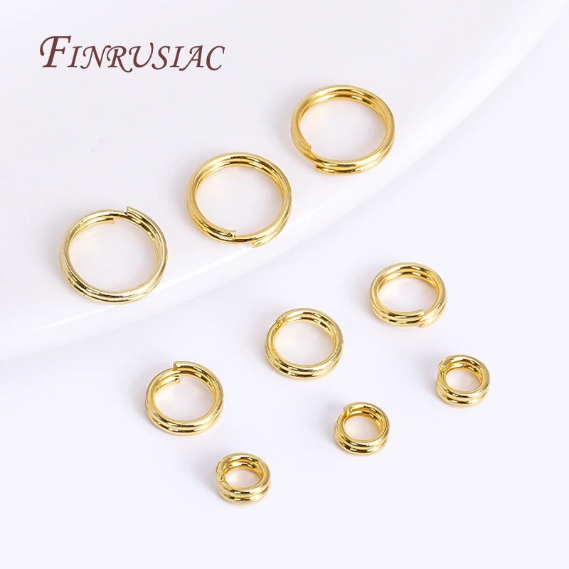 100Pcs 18K Gold Plated Brass Double Loop Jump Rings | DIY Jewelry Jump Rings P3