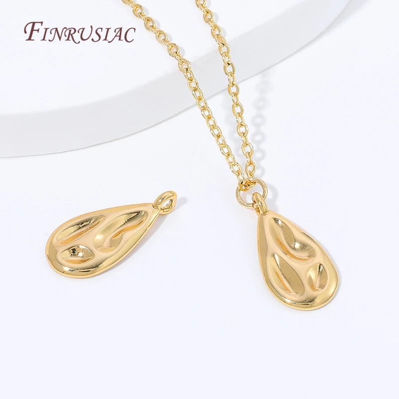 18K Gold Plated Teardrop Charms | Brass Water Drop Pendants Jewelry Making Charms P3