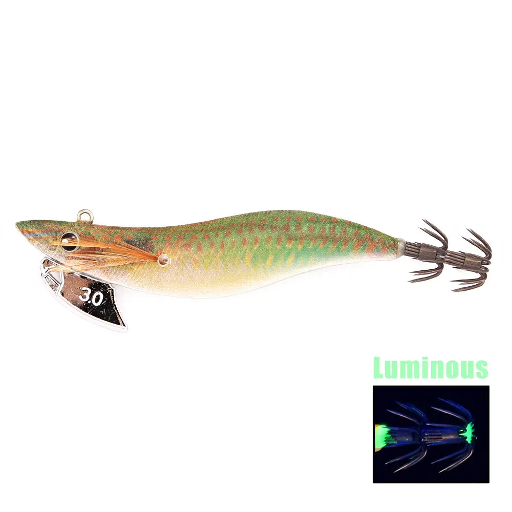 B&U Egi Squid Jig Lure – Slow Sinking Saltwater Fishing Tackle Squid Jig Lure P3 green