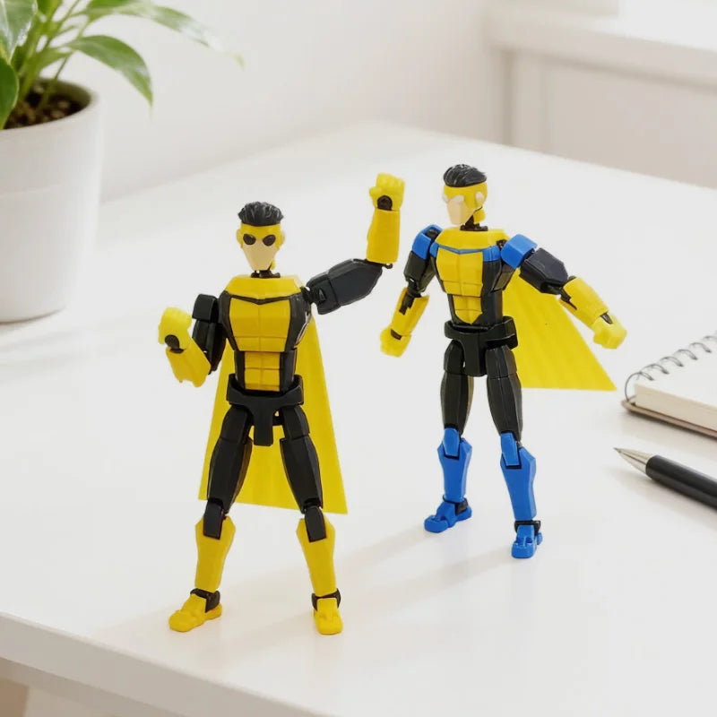 3D Printed Invincible Mark Jointed Figure – Light Blue Stripe Collectible Action Figure P3