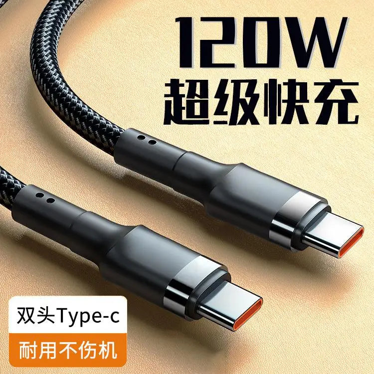 120W USB-C Braided Fast Charging Cable – PD 6A Quick Charge USB-C Charging Cable P3 120W silver 2m