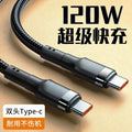 120W USB-C Braided Fast Charging Cable – PD 6A Quick Charge USB-C Charging Cable P3 120W silver 2m