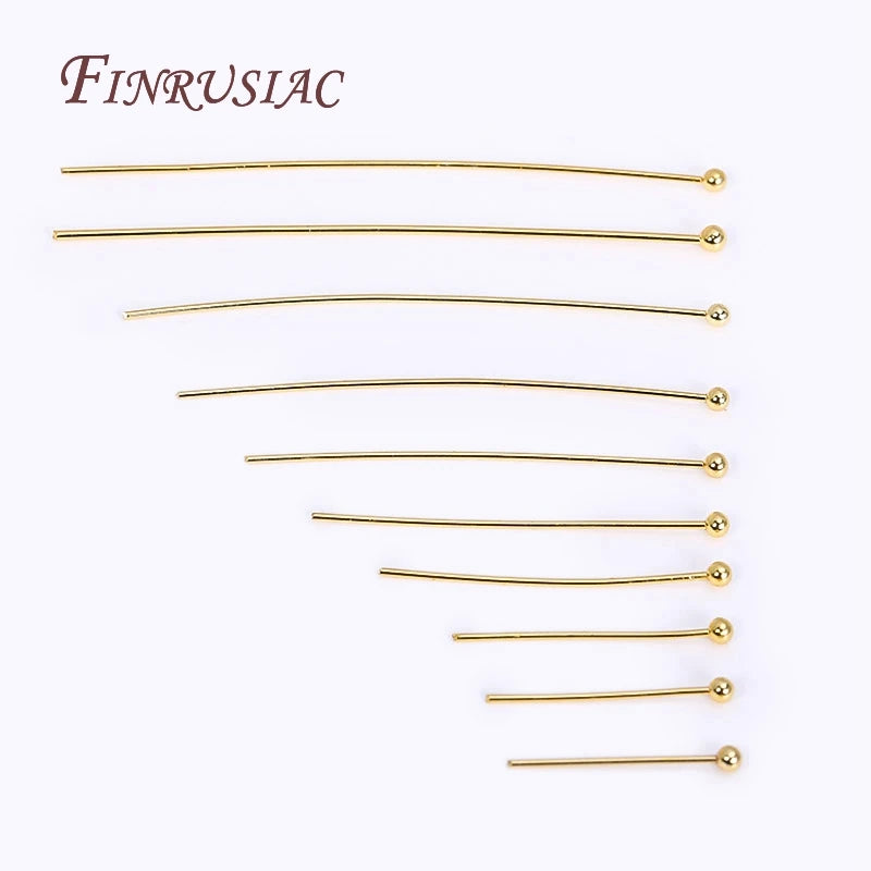 50 Pcs 18K Gold Plated Brass Ball Head Pins for DIY Jewelry Jewelry Findings Pins P3