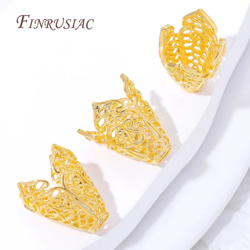 18K Gold Plated Filigree Bead Caps – Hollow Flower Cone Ends Jewelry Bead Caps P3