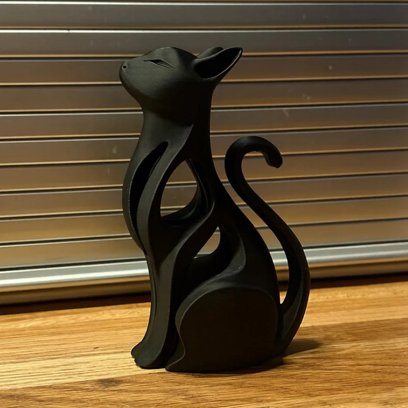 3D Printed Sitting Cat Sculpture | Minimalist Home Decor Gift Decorative Sculpture P3