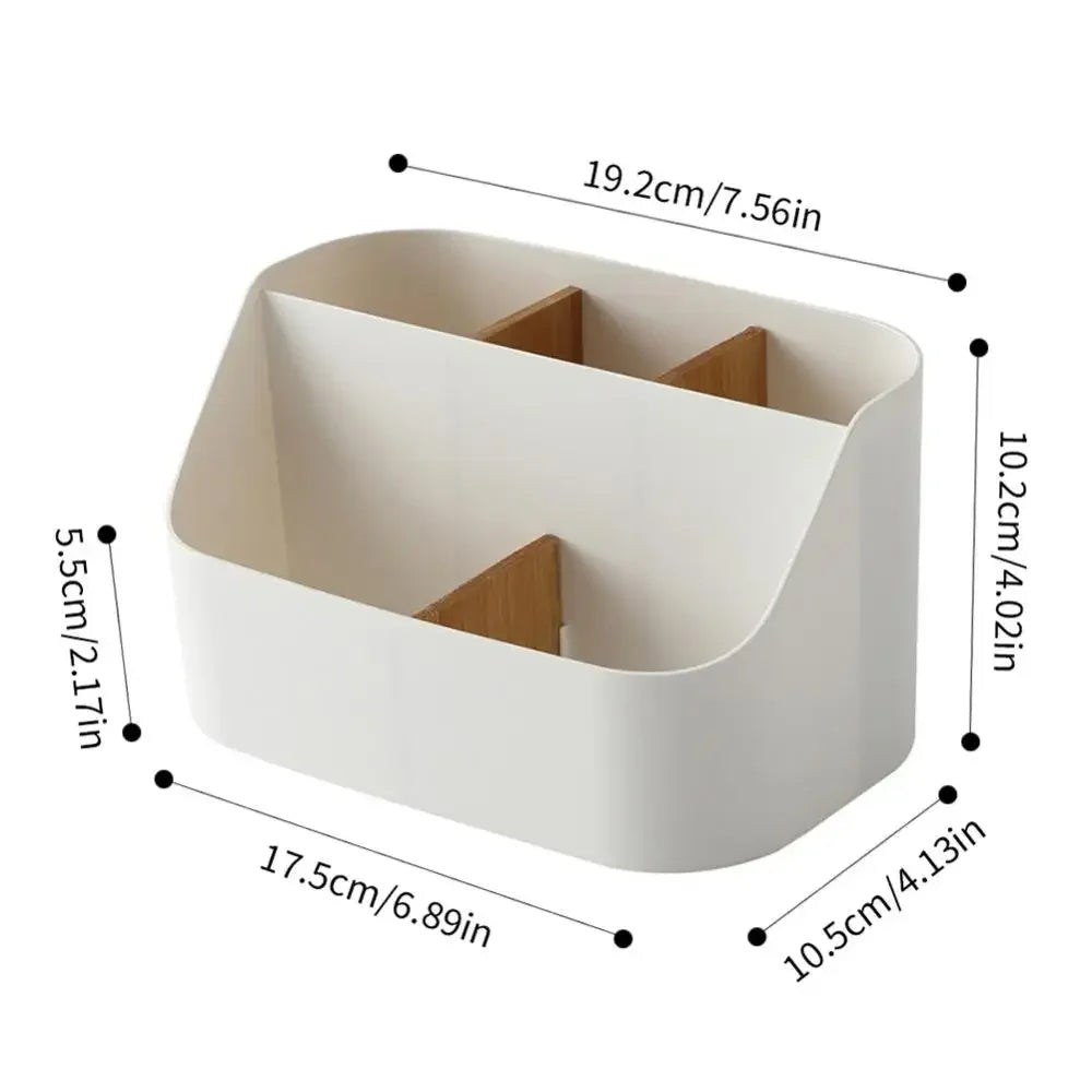 Desktop Makeup & Stationery Organizer Box with Dividers Desk Organizer Box P3 White