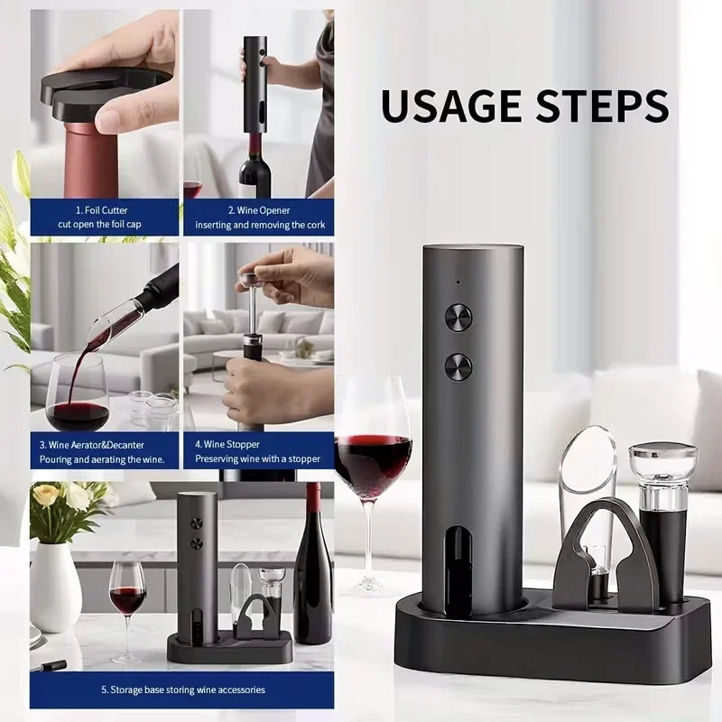 CLITON Rechargeable Electric Wine Opener Set with Foil Cutter Electric Wine Opener P3