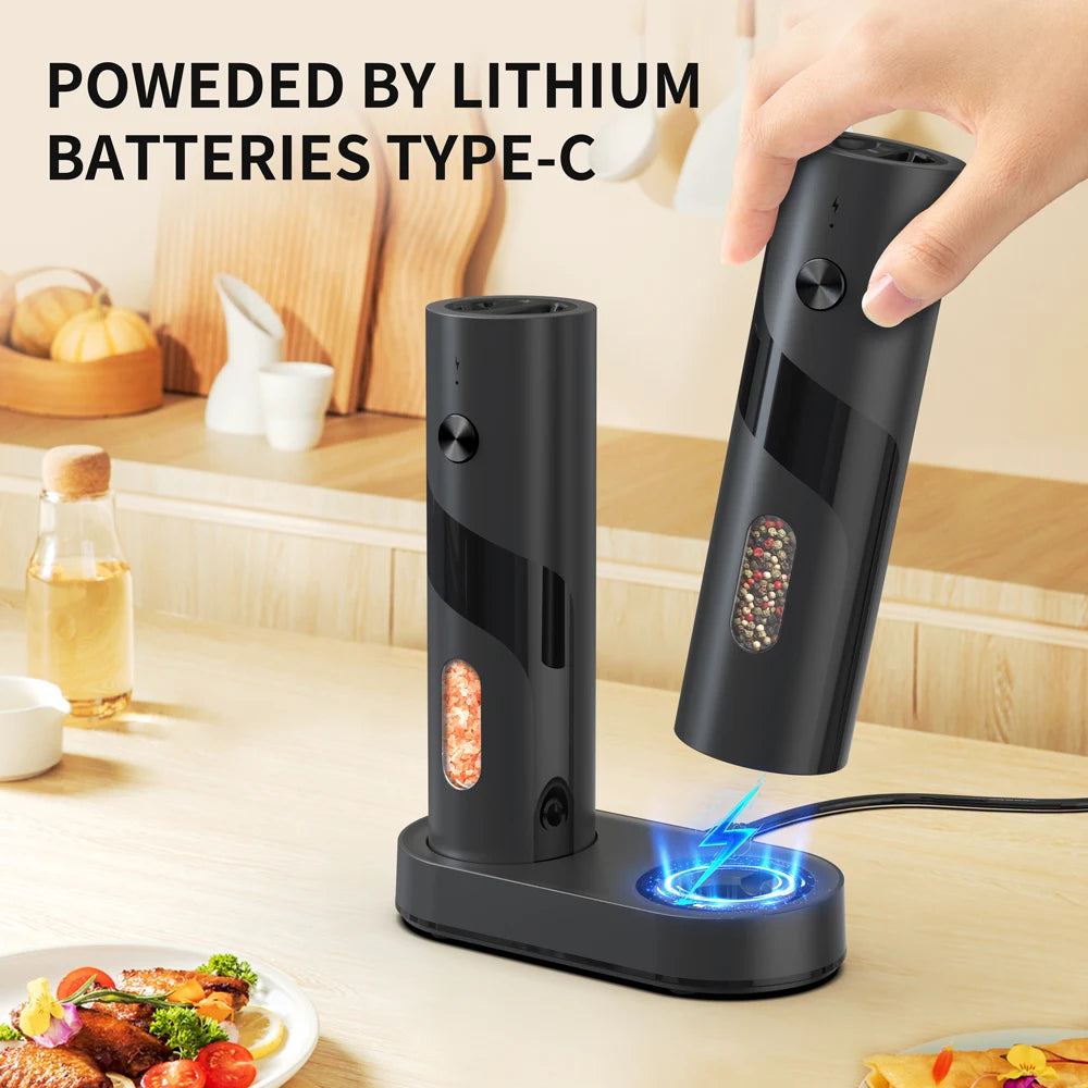 CLITON Electric Salt & Pepper Grinder Set – USB-C Rechargeable Electric Spice Grinder P3