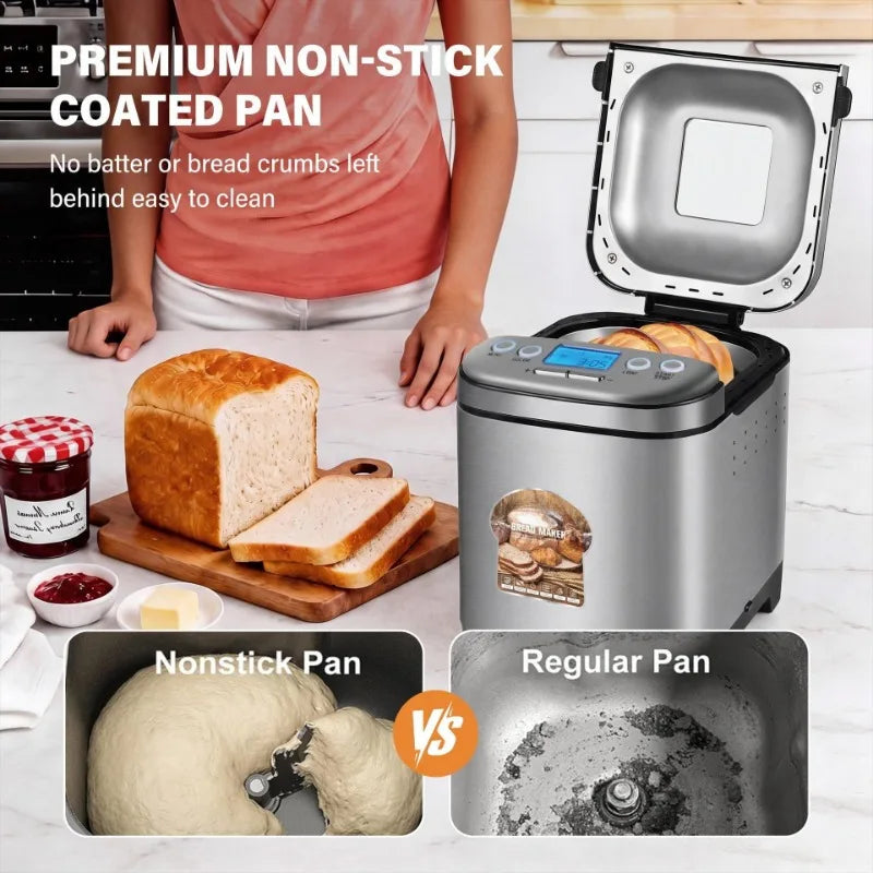 Automatic Bread Maker – LCD Display, 12 Programs & Kneading Bread Maker Machine P3