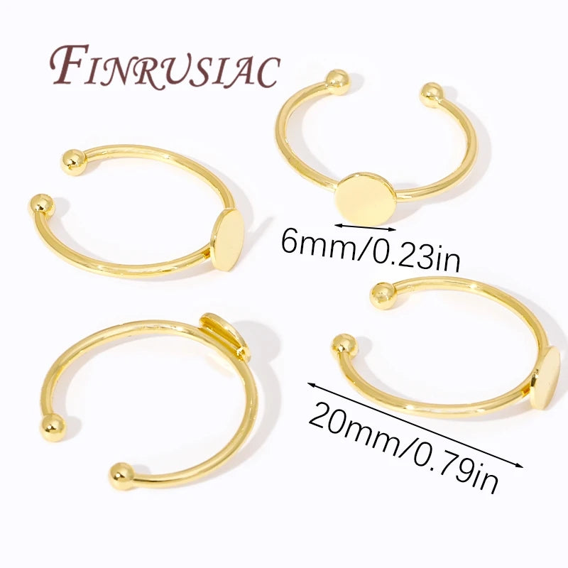 18K Gold Plated Adjustable Ring Blank Bezel – DIY Jewelry Ring Blank Settings P3 18K Real Gold Plated 15 Pieces