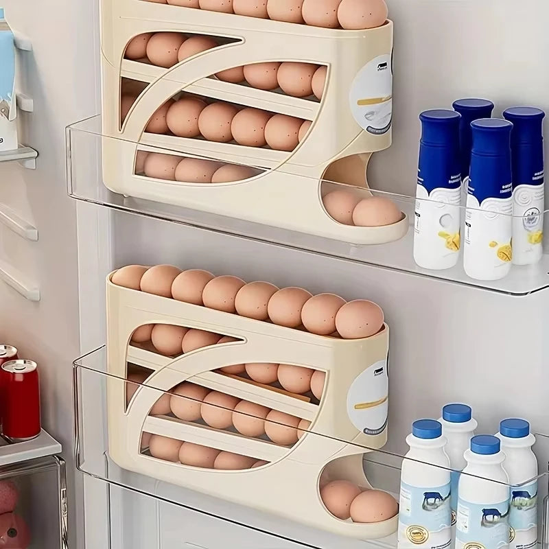 4-Tier Rolling Egg Organizer – 30-Egg Fridge Storage Rack Egg Storage Organizer P3